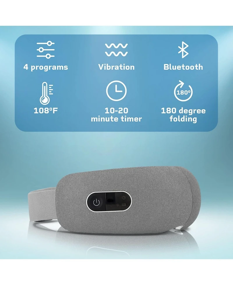 LifePro Eye Massager with Heat & Vibration - 4 Soothing Modes, Rechargeable, Bluetooth Music