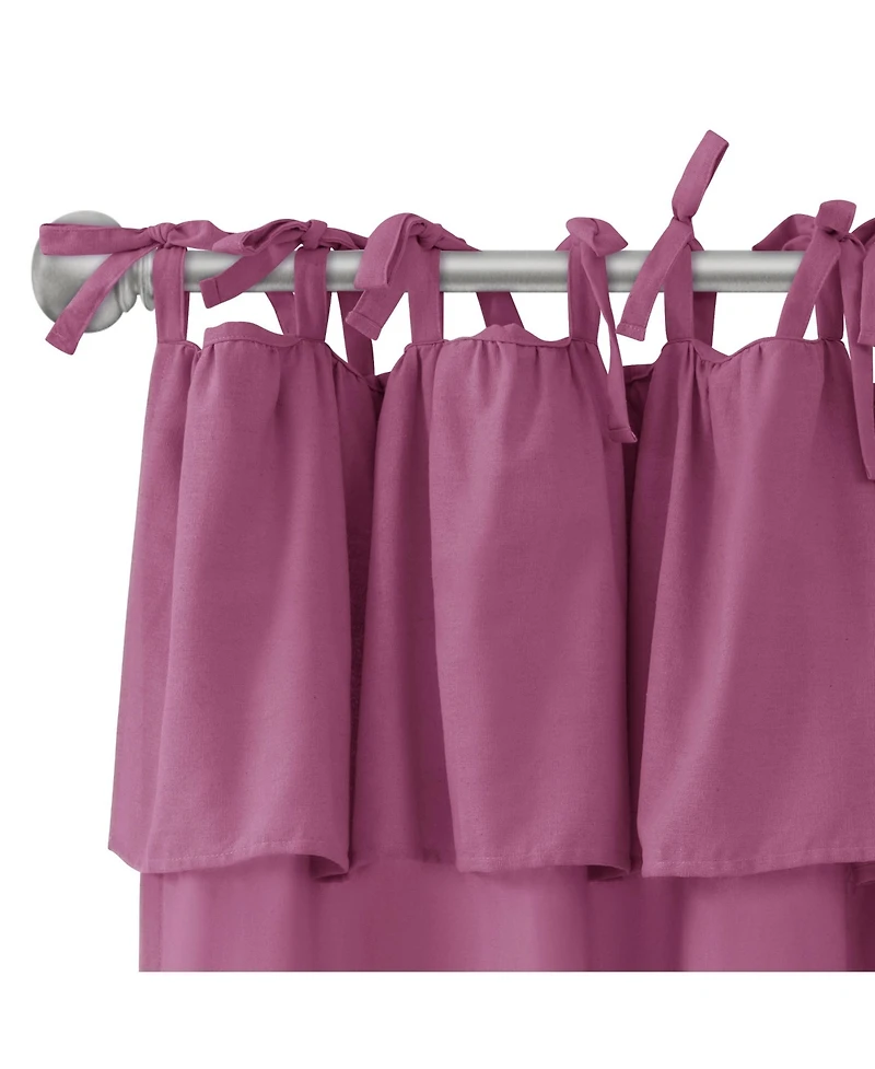 Awesome Home Recycled Cotton Blend Ruffle Tie Top Curtains Pair, Bleached Mauve, 52"×84"