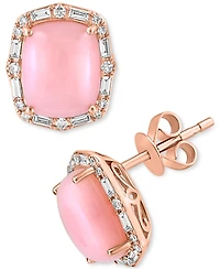 Effy Pink Opal (3-1/2 ct. t.w.) & Diamond (1/4 ct. t.w.) Stud Earrings in 14k Rose Gold