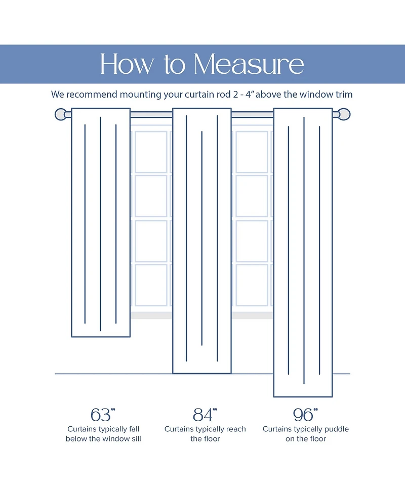 Awesome Home Tabitha Ribbon multi color Tie Top Curtains Pair, 52"×96"