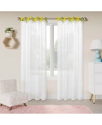Awesome Home Tabitha Ribbon multi color Tie Top Curtains Pair, 52"×96"