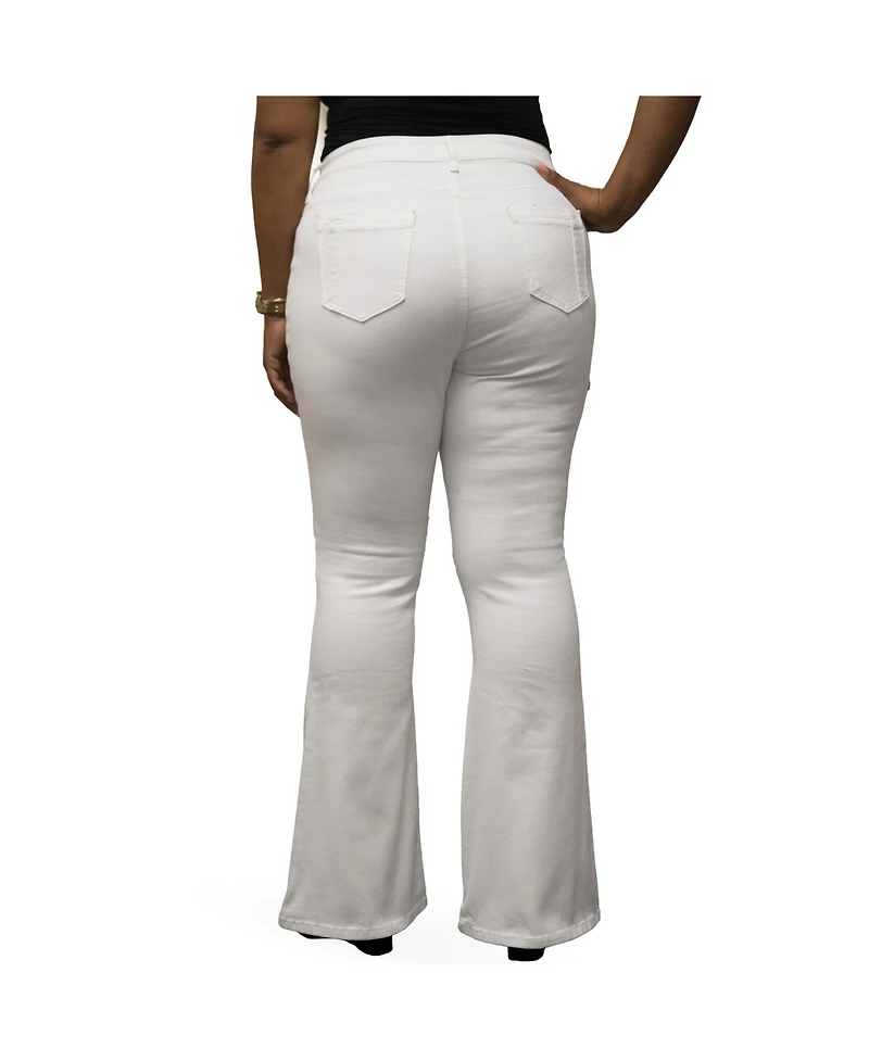 Poetic Justice Women's Curvy Fit Stretch Denim Flare Jeans