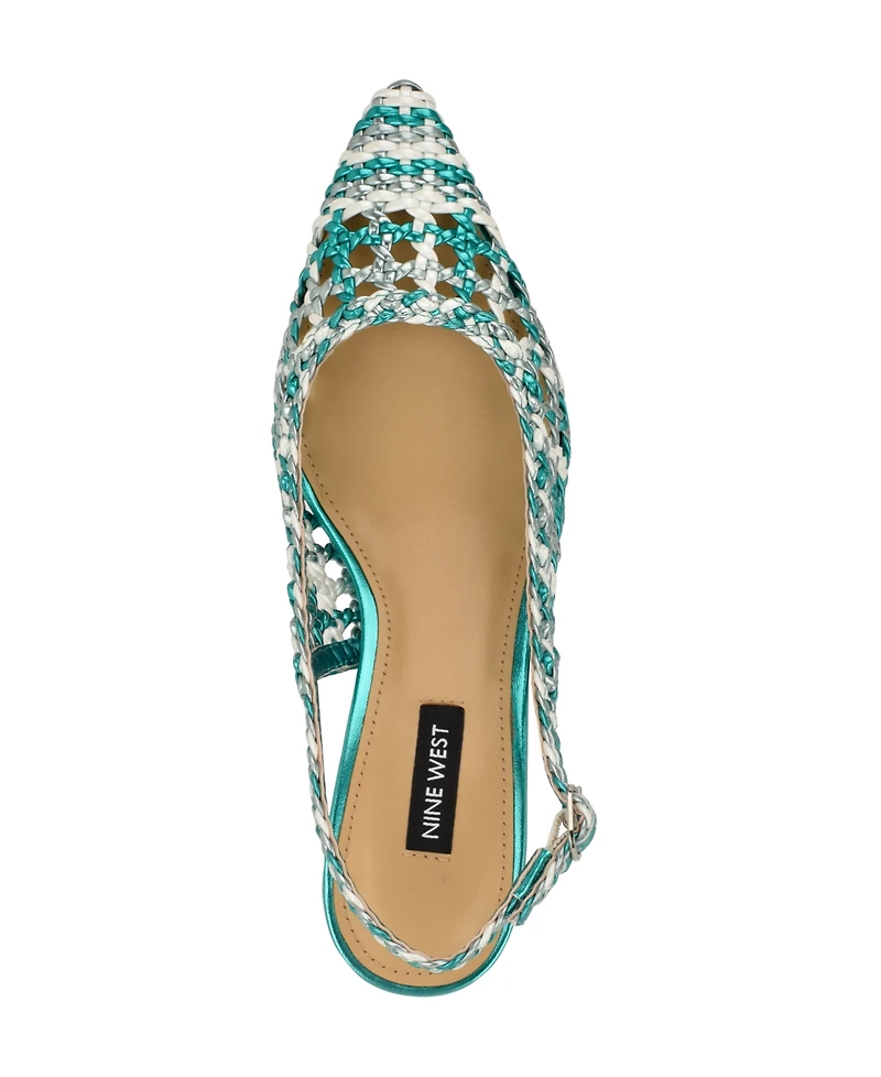 Nine West Women's Madalene Woven Slingback Kitten Heel Pumps