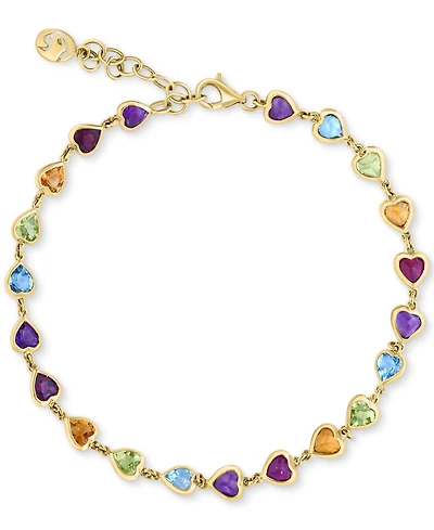 Effy Multi-Gemstone Heart Bezel Link Bracelet (5-5/8 ct. t.w.) in 14k Gold