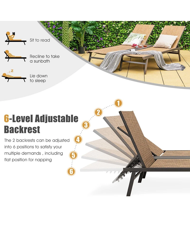 Inolait 2-Person Patio Chaise Lounge with Middle Panel