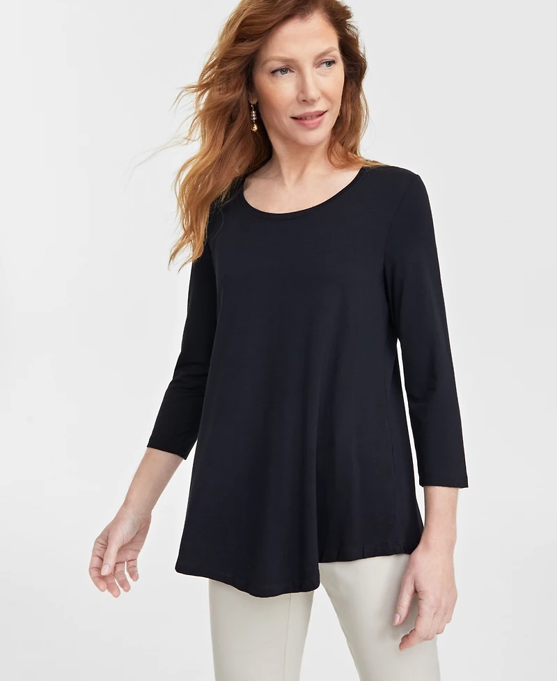 Jm Collection Petite 3/4-Sleeve Scoop Neck Top, Exclusively at Macy's
