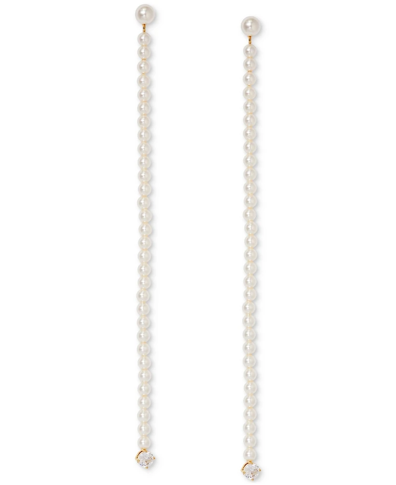 Ajoa Gold-Tone Imitation Pearl Shoulder Sweeping Linear Drop Earrings