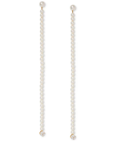 Ajoa Gold-Tone Imitation Pearl Shoulder Sweeping Linear Drop Earrings