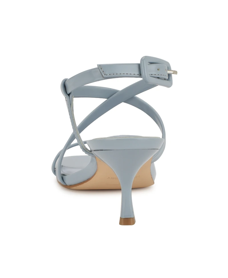 Nine West Women's Hanni Strappy Square Toe Kitten Heel Sandals