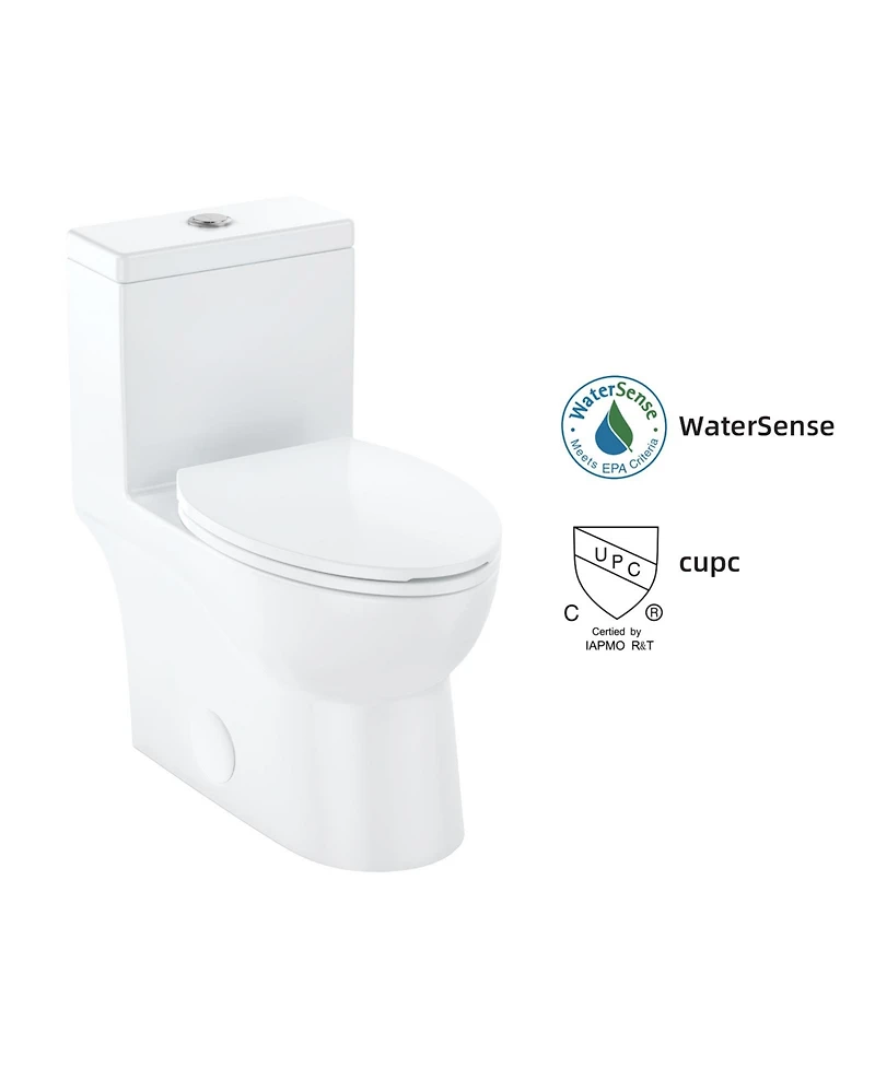 gaomon One-Piece Toilet,Dual Flush Elongated Toilet with Soft Close Seat, High-Efficiency Supply, White