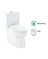 gaomon One-Piece Toilet,Dual Flush Elongated Toilet with Soft Close Seat, High-Efficiency Supply, White