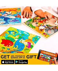 Quokka 28 Pieces Wooden Toddlers Puzzles for Ages 3-5 – Animal Toys