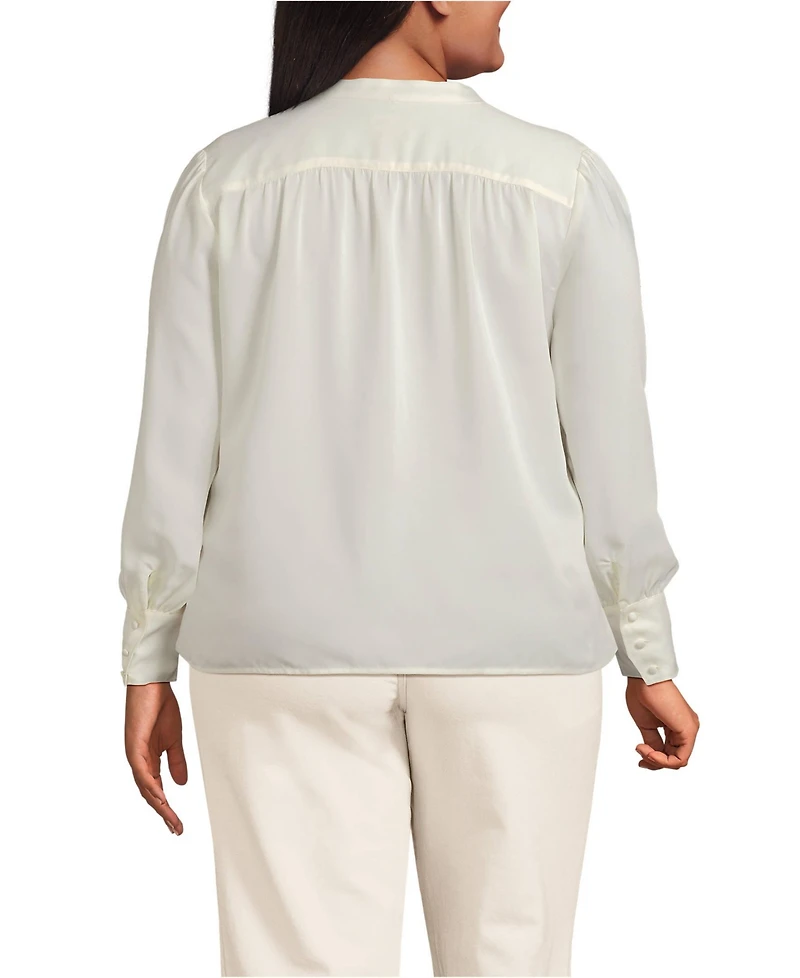 Lands' End Plus Satin Popover Shirt