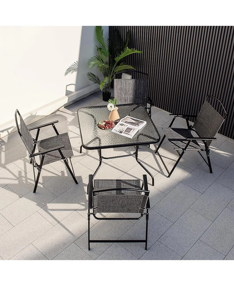 Sugift Patio Dining Set for 4 with Umbrella Hole