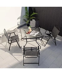 Sugift Patio Dining Set for 4 with Umbrella Hole