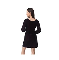 Raas Women's Wine Velvet Dress with Hand Embroidery