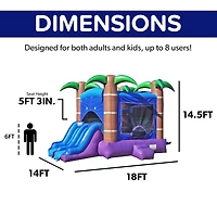 HeroKiddo Enchanted Forest Commercial Grade Bounce House with Dual Slide for Kids and Adults (with Blower), 100% Pvc Vinyl, Basketball Hoop, Outdoor I