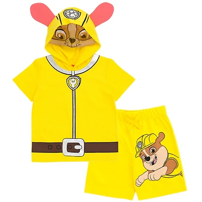 Paw Patrol Toddler Boys Chase Skye Rubble Marshall Cosplay T-Shirt and Bike Shorts French Terry Outfit Set to
