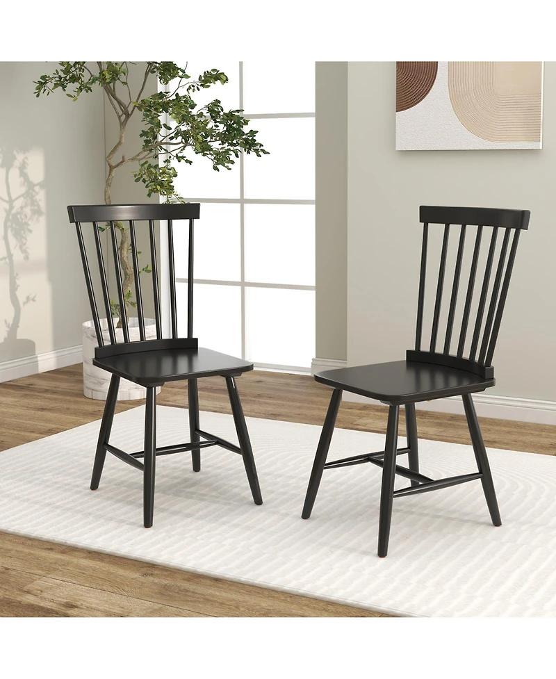 Sugift Set of 2 Windsor Dining Chairs with High Spindle Back
