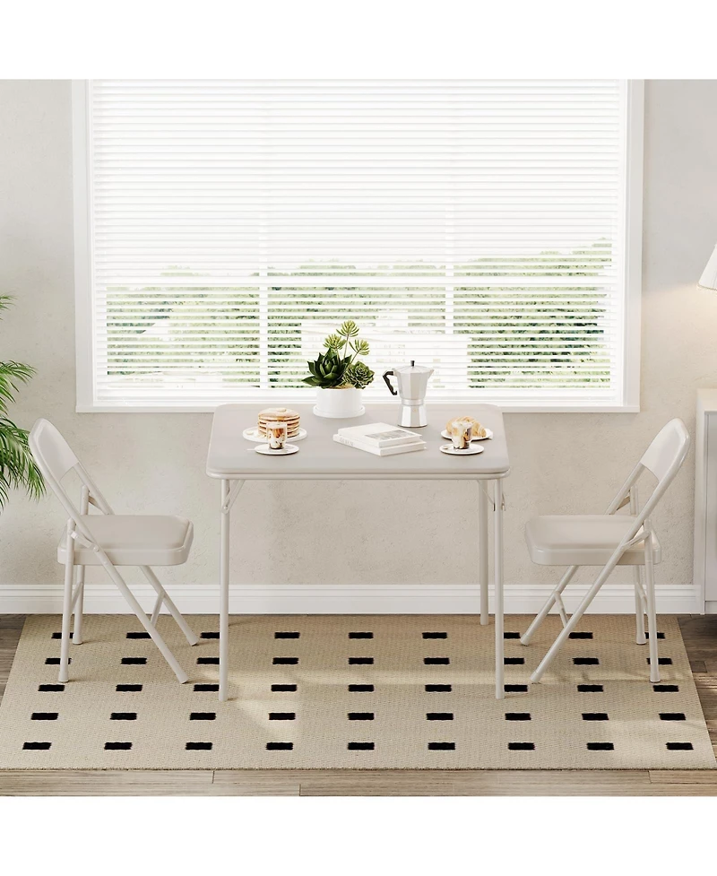 gaomon Folding Table, 33.6 Inch Folding Card Table, Portable Square Folding Table with Pu Soft Cushion,2 chairs