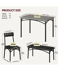 gaomon Dining Table Set for 4, Kitchen Table and Chairs for 4, Rectangular Kitchen Table Set , Dining Room Table Set,Grey