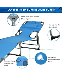 Inolait Folding Beach Lounge Chair with Pillow for Outdoor