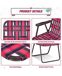 Vebreda 6 Pieces Folding Beach Chair Camping Lawn Webbing Chair