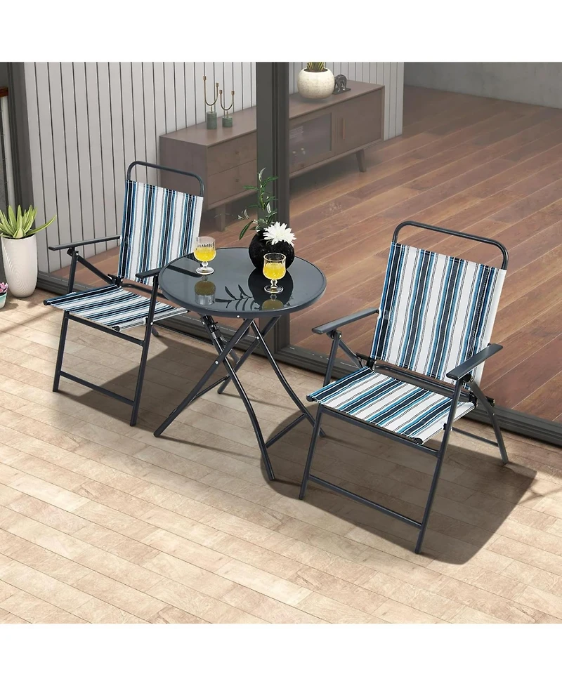 Vebreda 3 Pieces Outdoor Folding Chair Set Portable Folding Chair Set