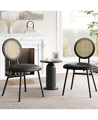 gaomon Dining Chairs Set of 2, Rattan Kitchen Chairs with Thicken Upholstered, Modern Dining Room Chairs Set of 2,Black