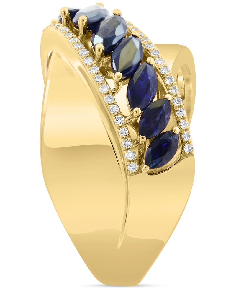 Effy Blue Sapphire (1-3/4 ct. t.w.) & Diamond (1/5 ct. t.w.) Statement Ring in 14k Yellow Gold