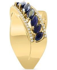 Effy Blue Sapphire (1-3/4 ct. t.w.) & Diamond (1/5 ct. t.w.) Statement Ring in 14k Yellow Gold