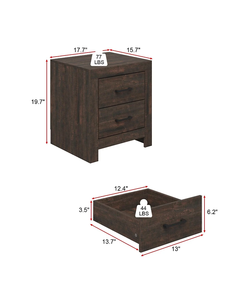 Homsee Brown Wood Accent Storage Dresser Organizer With 2 Drawers