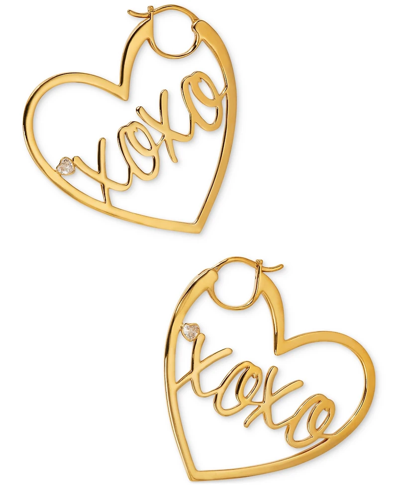 Ajoa by Nadri 18k Gold-Plated Xoxo Heart Hoop Earrings