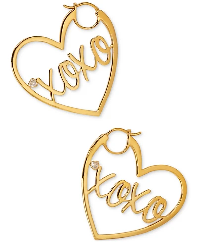 Ajoa by Nadri 18k Gold-Plated Xoxo Heart Hoop Earrings