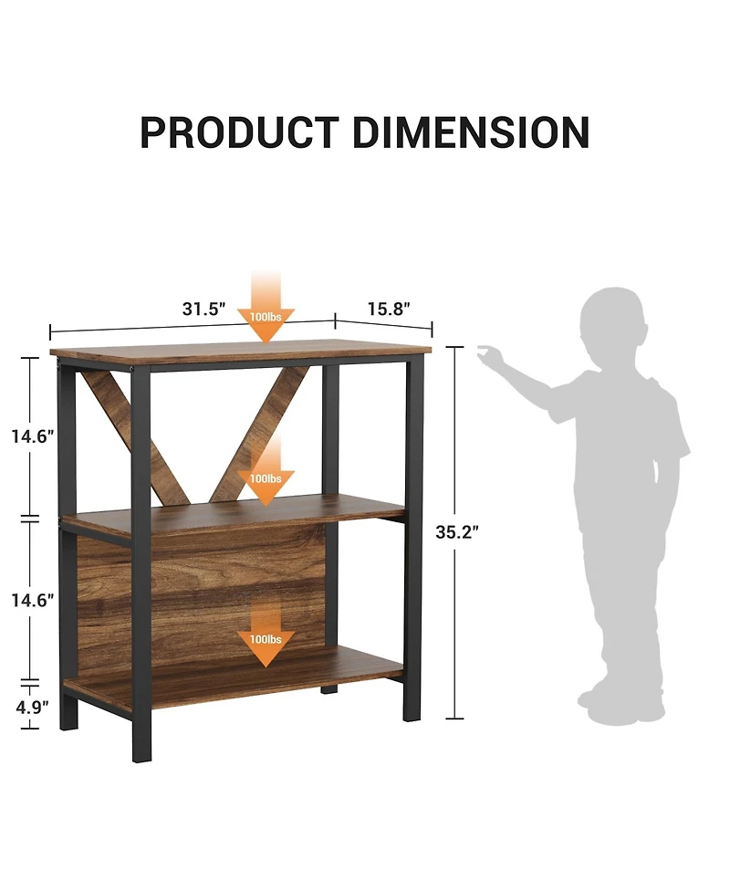 gaomon Tier Bookshelf with Led Lights, Bookcase with Open Display Shelves