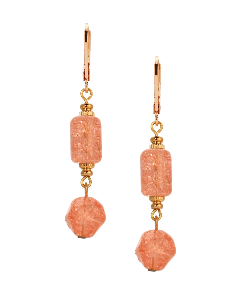 2028 Gold-Tone Glass Double Drop Earrings