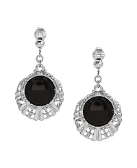 2028 Glass Round Filigree Clip Earrings