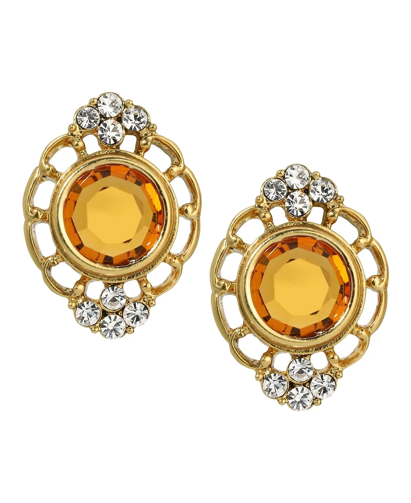 2028 Crystal Filigree Button Earrings