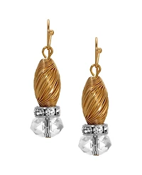 2028 Crystal Accent Twisted Bead Drop Earrings
