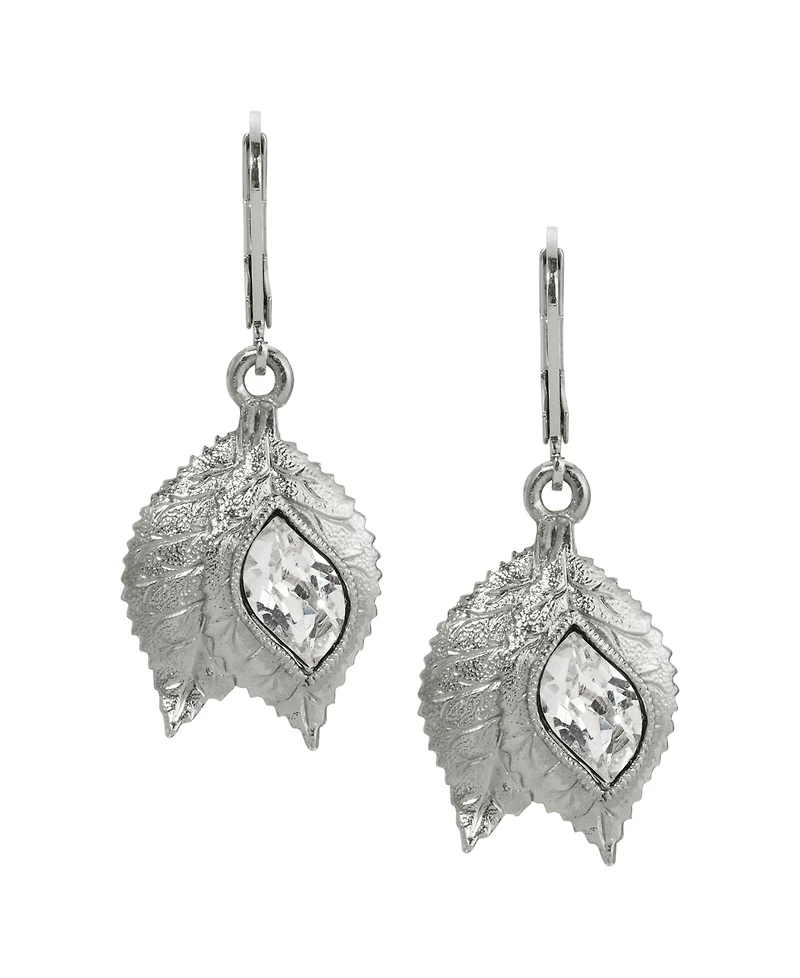 2028 Crystal Leaf Drop Earrings
