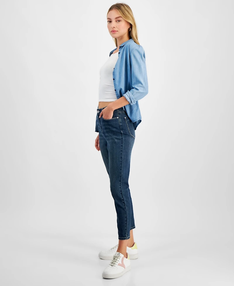 Indigo Rein Juniors' Curvy Cropped Mid-Rise Jeans