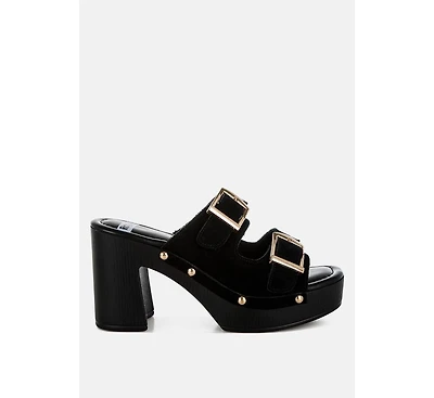 Zoane Studded Dual Buckle Platform Clogs