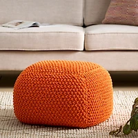 Hollis Knitted Cotton Pouf Cube 20 X 20 X 16 Pouf