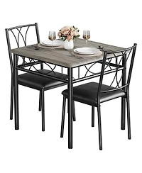 gaomon Dining Table Set for 2, Kitchen Table and Chairs, Square Dining Room Table Set , 3 Piece Dining Table Set , Rustic Grey