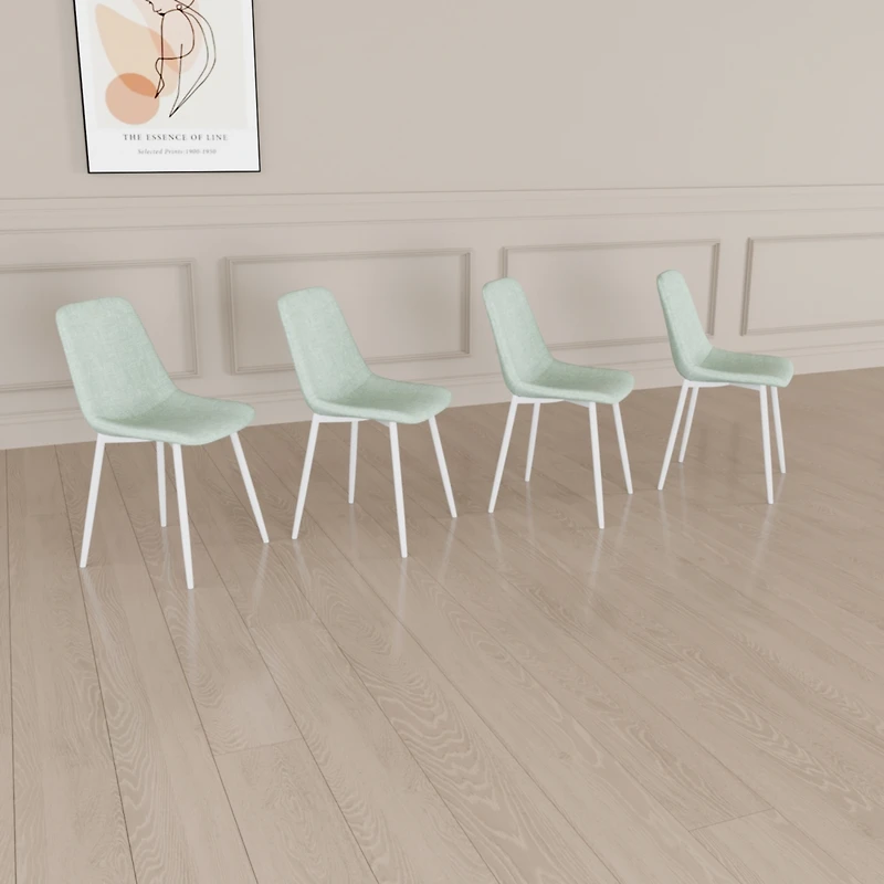 Streamdale Modern Linen Dining Chairs (Set of 4, Light Green)