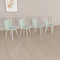 Streamdale Modern Linen Dining Chairs (Set of 4, Light Green)