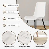 White artificial leather backrest cushion dining chair, black metal legs, curved widened cushion design for more comfort, suitable for restaurants, ki