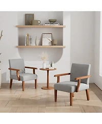 Streamdale Furniture Fabric Accent Arm Chair Set of 2 with Round Wood Table