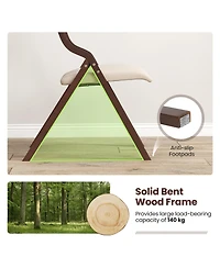Gymax Folding Dining Chairs Set of 4 Wooden Table Chairs w/ Padded Seat Modern Coffee & Beige