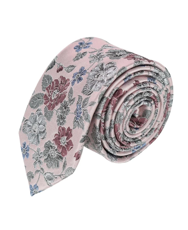 Trafalgar Men's Nico Subtle Vine and Flower Patterned Silk Necktie